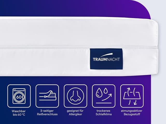 Detalle de Traumnacht Easy Comfort Kaltschaummatratze 100x200 cm (H3 mittelfest) – atmungsaktiv, hypoallergen & Öko-Tex zertifiziert