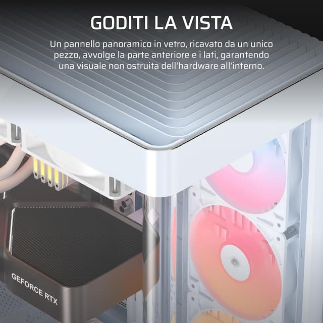 Detalle de CORSAIR Frame 4500X RS-R ARGB Case Mid-Tower con vetro panoramico InfiniRail e 3 ventole RS120R (bianco)