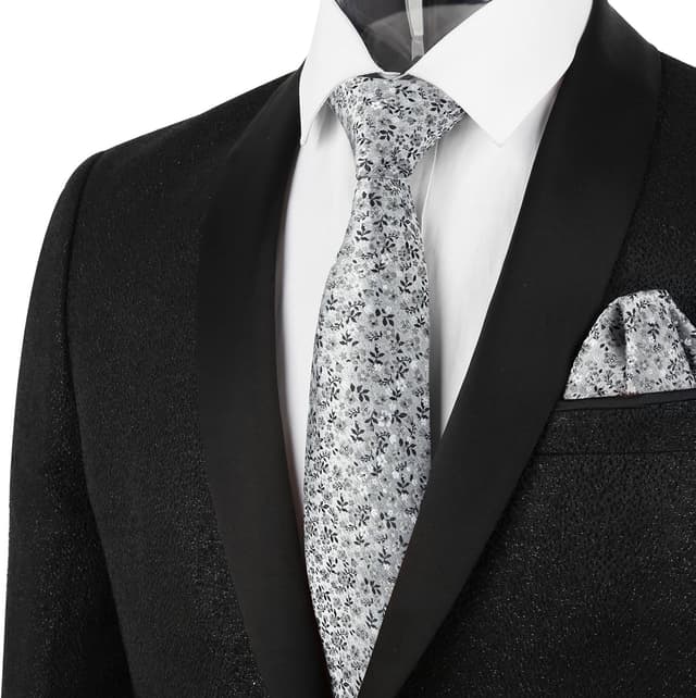 Detalle 1 de Alizeal Floral Tie Set 8cm with Pocket Square