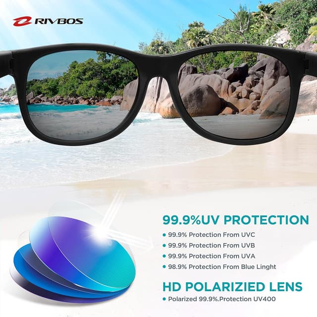 Detalle de RIVBOS Kids Sunglasses RBK004-2: Polarised UV protection with a secure strap