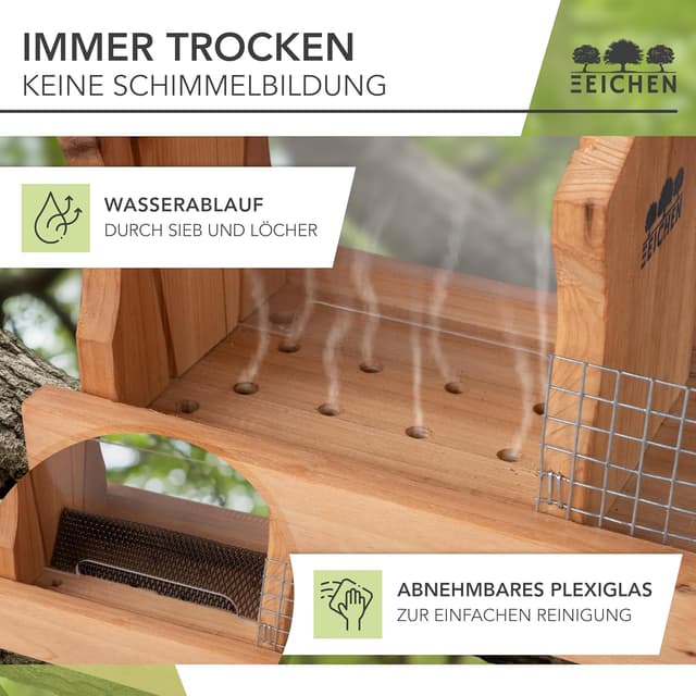 Thumbnail 2 de Drei Eichen Vogelfutterhaus mit 2 Balkonhalterungen 🐦