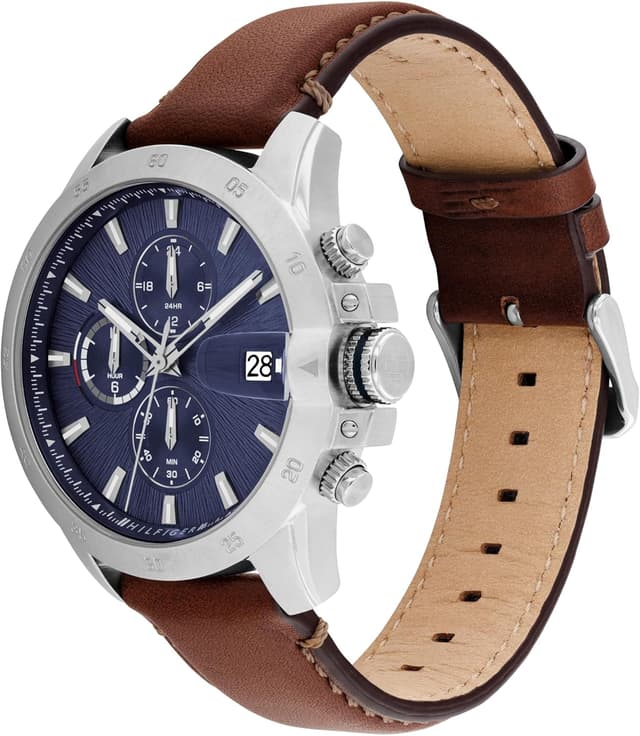 Detalle 2 de Tommy Hilfiger Dual Time Quartz Watch for Men with Dual Strap Options (Stainless Steel Bracelet or Leather Strap)
