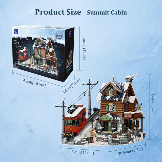 Thumbnail 6 de PANTASY Winter Ski Lodge Bauset – 3-stöckige Alpenlodge mit Seilbahn, Eishöhle & Minifiguren