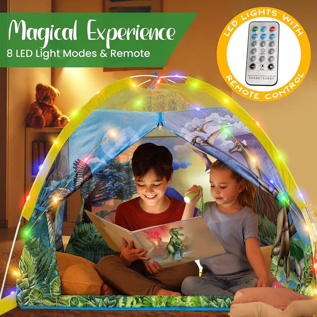 Detalle 2 de W&O Dino Super Dome with Roar Button Dinosaur Tent with LED Lights (Kids 3–12)