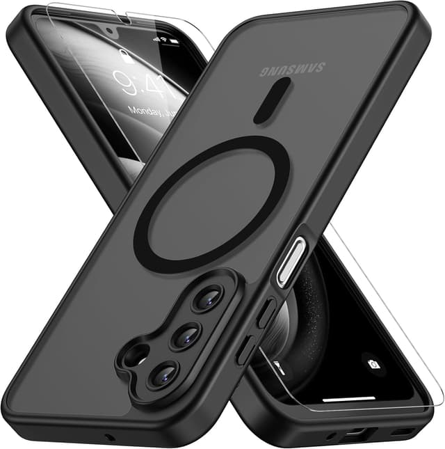 Detalle de Vansdon Magnétique coque pour Samsung Galaxy A17 4G/5G avec verre trempé et compatibilité MagSafe (noir, mat translucide)