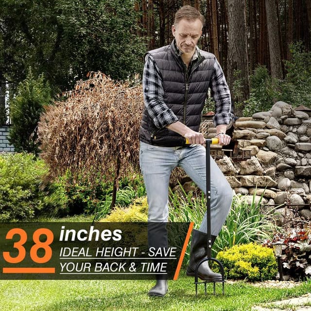 Detalle de Colwelt Lawn Spike Aerator – manual grass spike lawn aeration tool with four 9cm solid steel spikes, 96cm