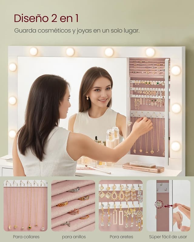 Thumbnail 3 de VASAGLE RDT127W01 Tocador Moderno con Luz LED y Cajones