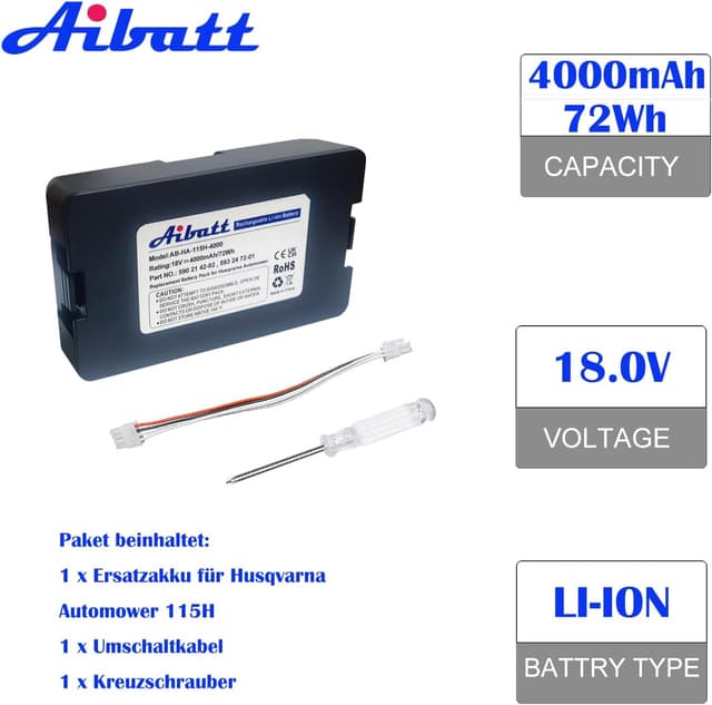 Detalle 2 de Aibatt 18V 4000mAh Mähroboter Akku