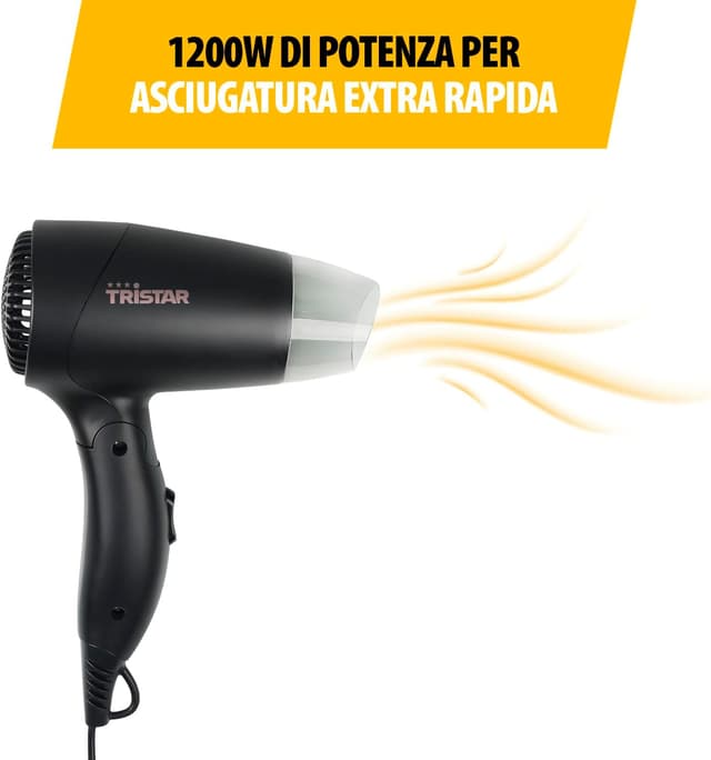 Detalle 2 de Tristar HD-2460 asciugacapelli da viaggio da 1200 W con impugnatura pieghevole