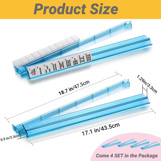 Detalle 2 de Suncle Mahjong Racks with Pushers (Set of 4) – Acrylic Tile Racks in 4 Colors