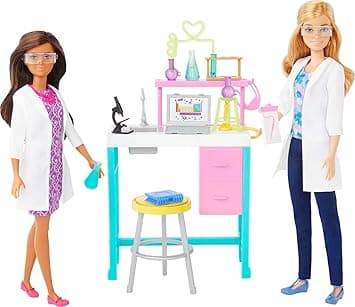 Detalle de Barbie HJY95 Laboratorio Científico con 2 Muñecas y Accesorios 🧬