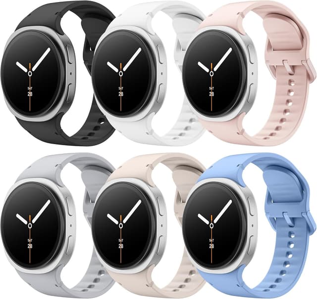 Detalle de Astorgos 6-pack Sport Straps for Samsung Galaxy Watch 8 & Watch 8 Classic (no-gap silicone, 40mm/44mm/46mm compatible)