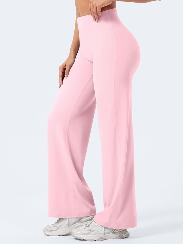 Detalle de VOYJOY High-Waist Wide-Leg Straight Leggings Pants for Women (Stretch Sweatpants)