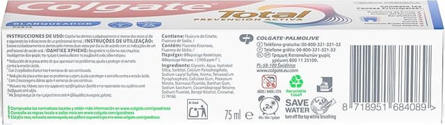 Detalle 1 de Colgate Total Prevención Activa Blanqueador Pack 12 x 75ml 🦷