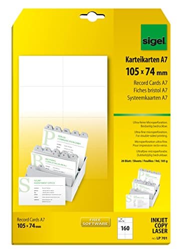Detalle de SIGEL Lp701 160 fiches Bristol đź“„