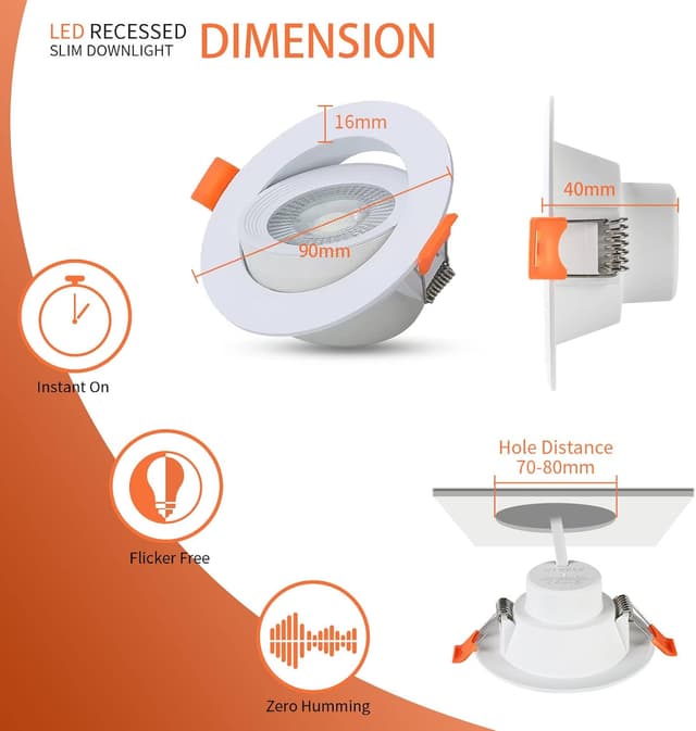 Thumbnail 2 de VTERLY Focos LED 3 Pack 7W Empotrables