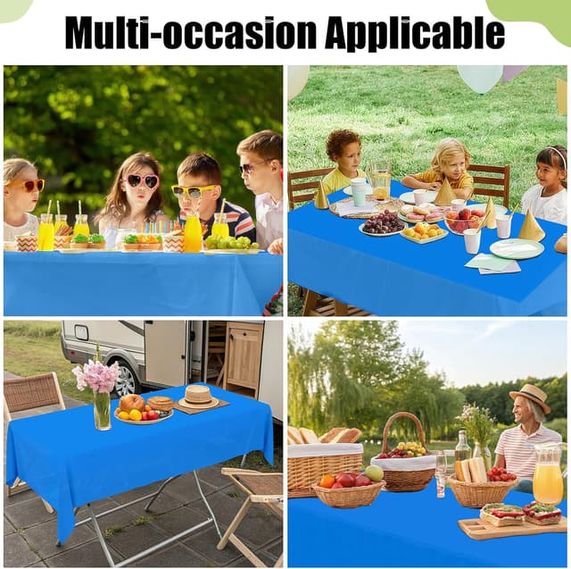 Thumbnail 6 de Smiry Disposable Table Cloth (6-Pack) Waterproof Rectangle Table Cover, Blue, 54 x 108 Inch