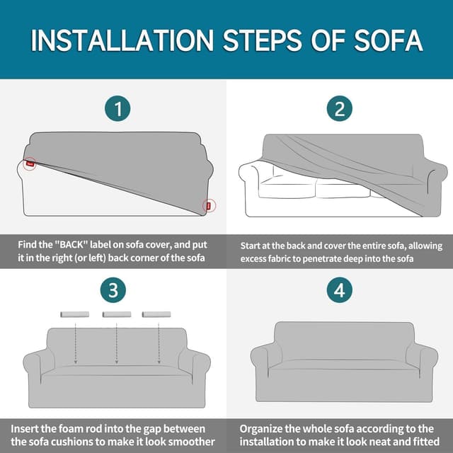 Thumbnail 6 de YSTELLAA Extensible Housse de Canapé 3 Places Bleu Paon