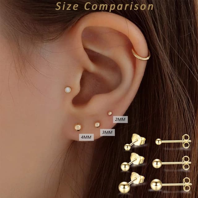 Detalle de CERSLIMO 14K vergoldete Ohrstecker Set Zirkonia đ