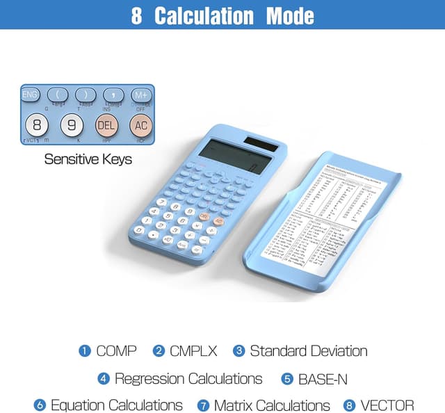 Detalle de NEWYES Advanced Scientific Calculator for Exam (401 functions, 2-line display) – Blue