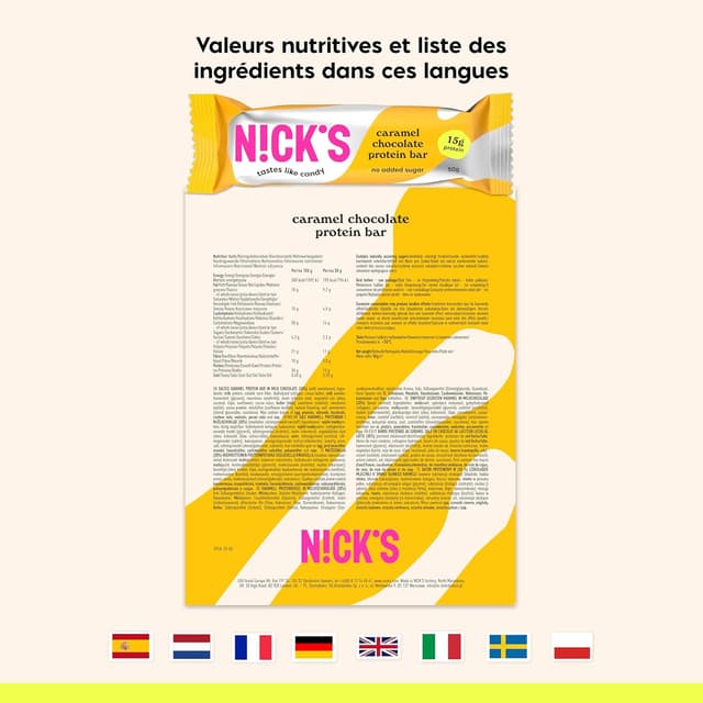 Thumbnail 6 de NICKS Barre protéinée caramel chocolat 15 g protéines 🍫