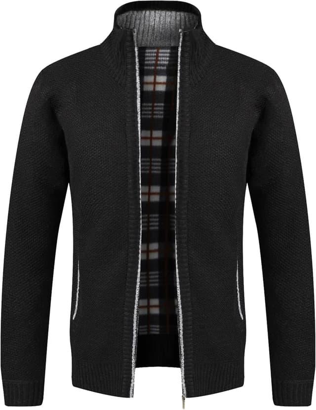 Detalle de GLESTORE Strickjacke für Herren als Trachtenjacke Cardigan mit Fleece-Optik