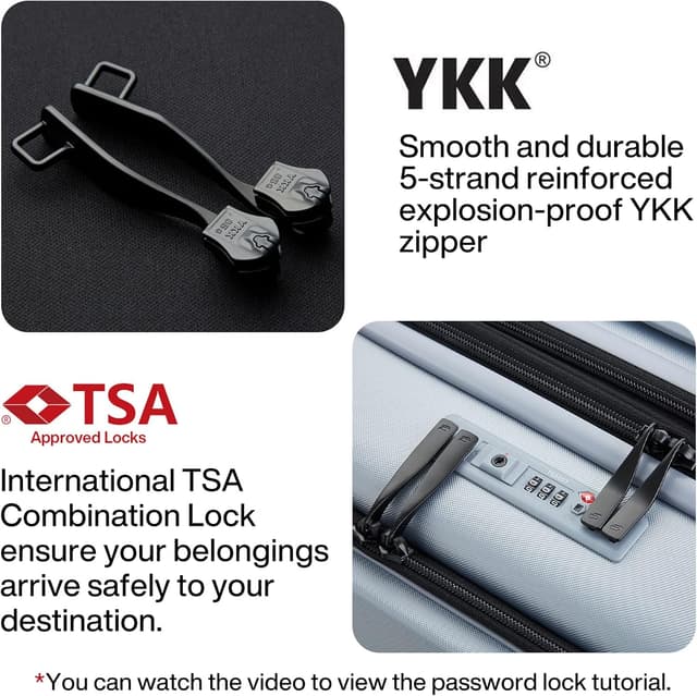 Detalle de Hanke 20 inch expandable cabin luggage hard shell case with laptop compartment, spinner wheels and combination lock (Grey)