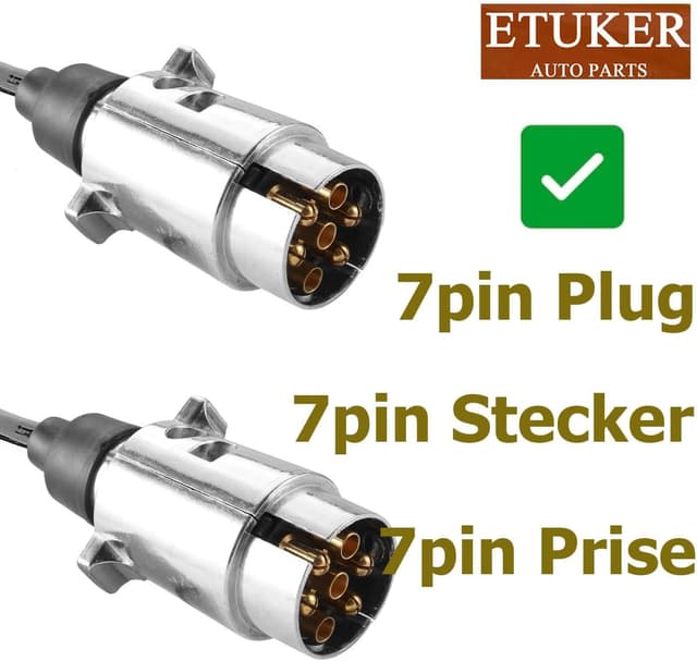 Detalle de ETUKER 7-pin Trailer Extension Cable for Caravans (coiled lead, up to 2.4m)