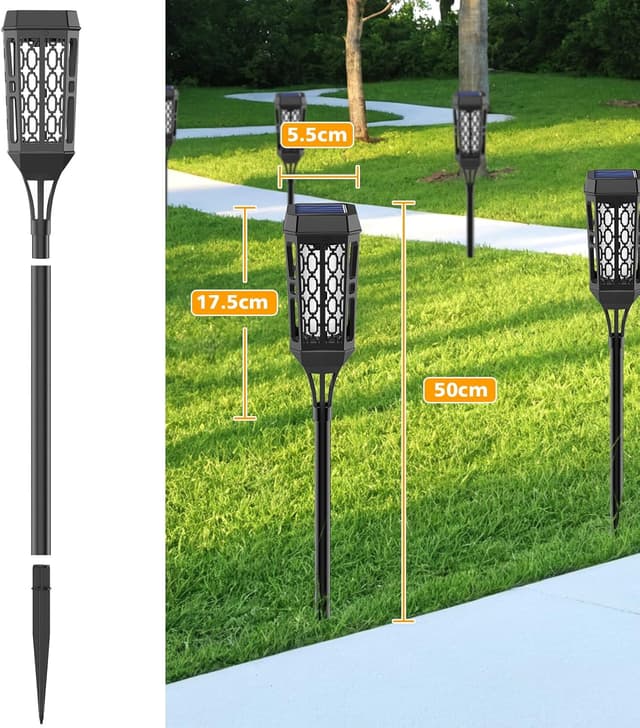 Thumbnail 6 de Joltix Solari Fiamma Luci lampade solari da giardino con effetto fiamma, 6 pezzi da esterno a luce giallo caldo (IP65)