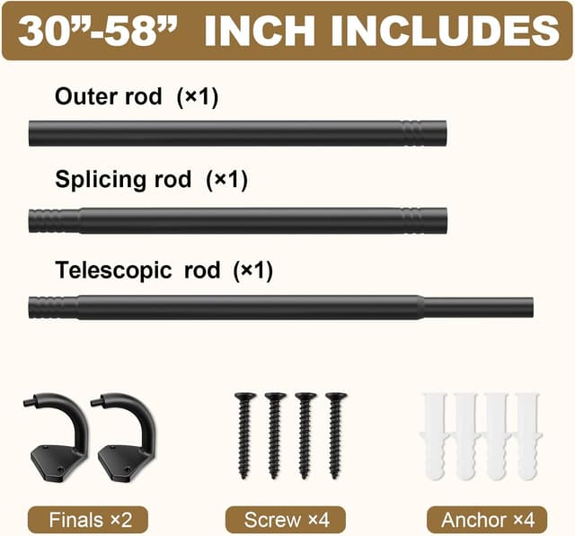 Thumbnail 4 de GXOACKJ 28–60 in Adjustable Blackout Curtain Rods 🪟