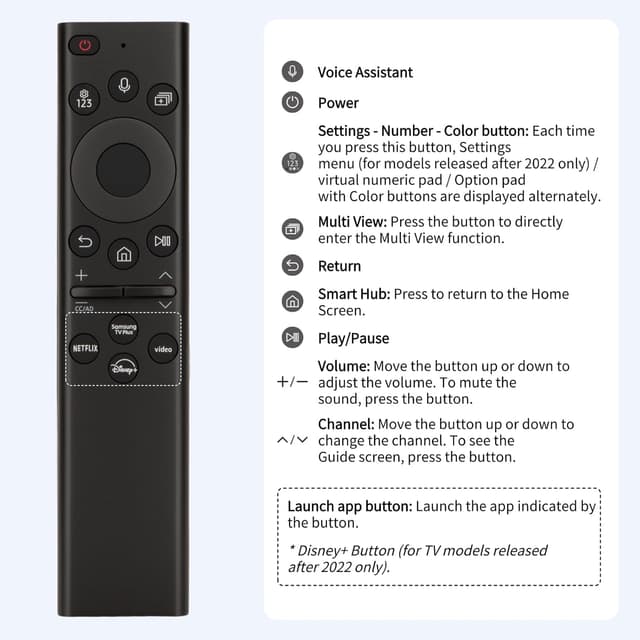 Thumbnail 6 de ORQRQO Replacement Voice Remote for Samsung Smart TVs (2019–2025) — Voice Control, 2-Year Warranty