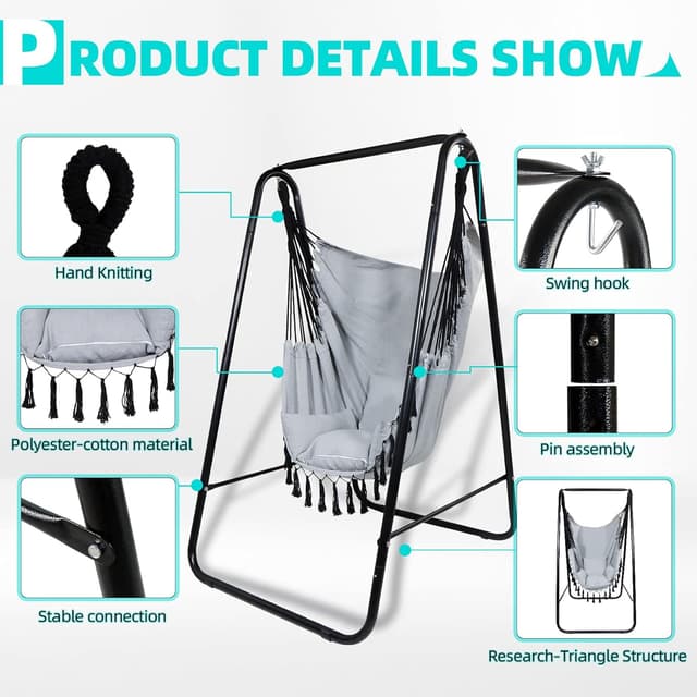 Thumbnail 3 de CCLIFE Chaise suspendue jardin 100 kg