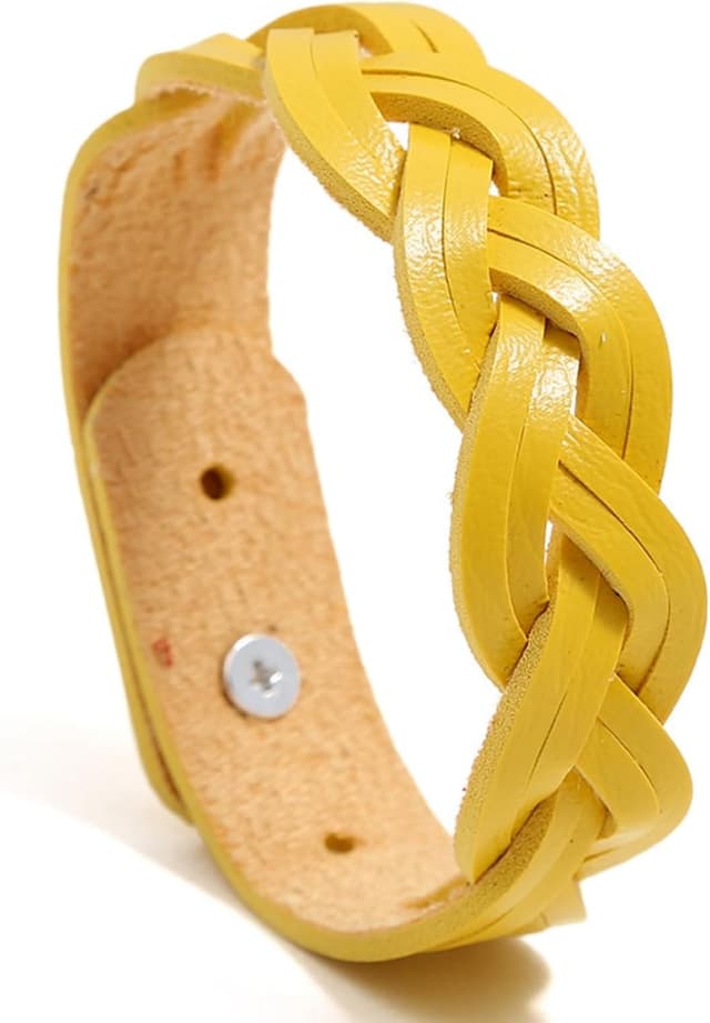 Detalle de EMEMcharm Damen-Armband aus geflochtenem Leder, verstellbar (16–20 cm) – modisches Accessoire GM109