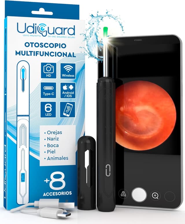 Detalle de Otoscopio Limpiador de Oídos con Cámara 3,6mm 1920p WiFi
