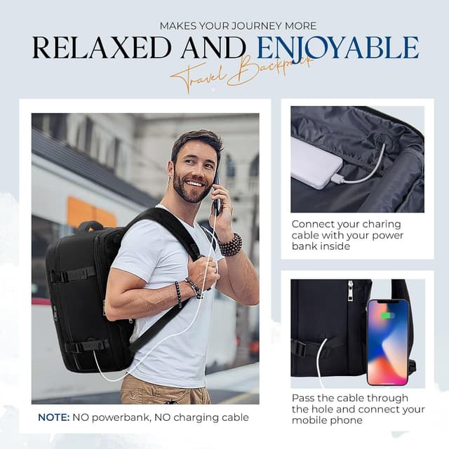 Detalle 2 de Zaino VMIKIV 40x30x20 per bagaglio a mano Ryanair, Wizz Air e Vueling con scomparto laptop e tasca antifurto