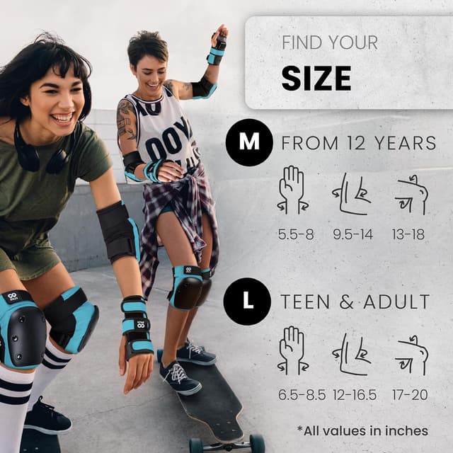 Detalle de 99FLIPS Knee and Elbow Pads Adult (incl. Wrist Guards) – Size L in Light Blue