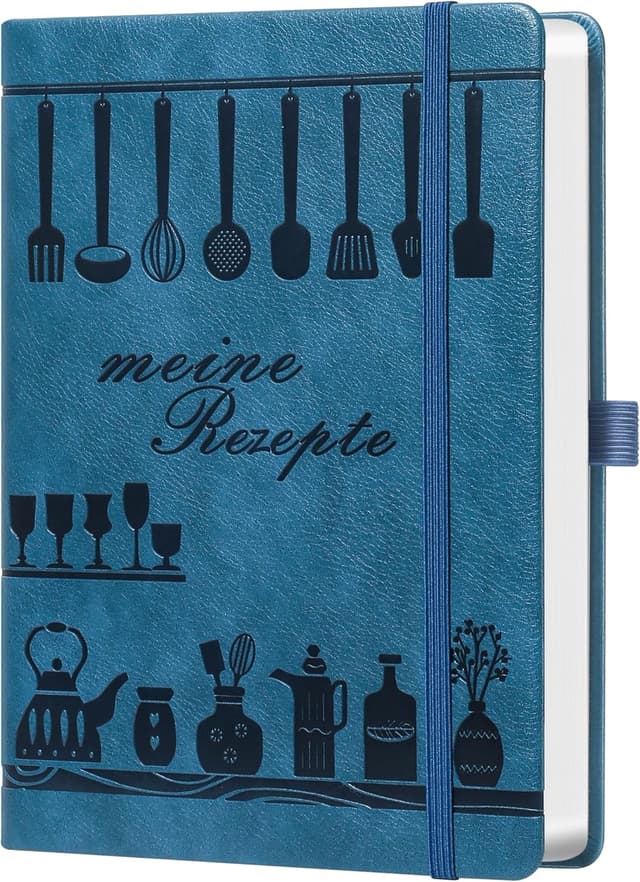 Detalle de HwxBen Rezeptbuch A5 zum Selberschreiben – „Meine Lieblingsrezepte“ (Blau) zum Ausfüllen