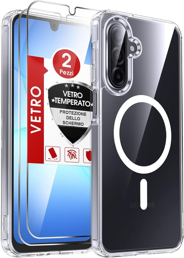 Detalle de LeYi Cover magnetica per Samsung Galaxy A17 5G con custodia trasparente e 2 vetri temperati fotocamera