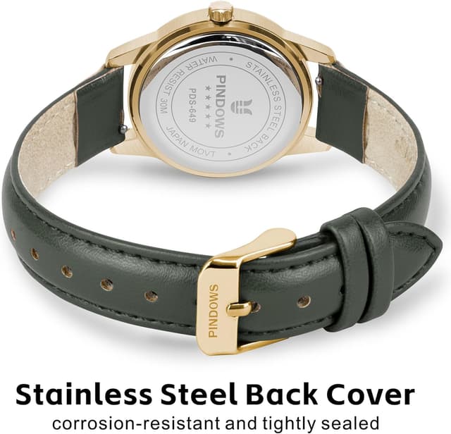 Detalle 2 de PINDOWS Damenuhr Quarz mit Lederarmband