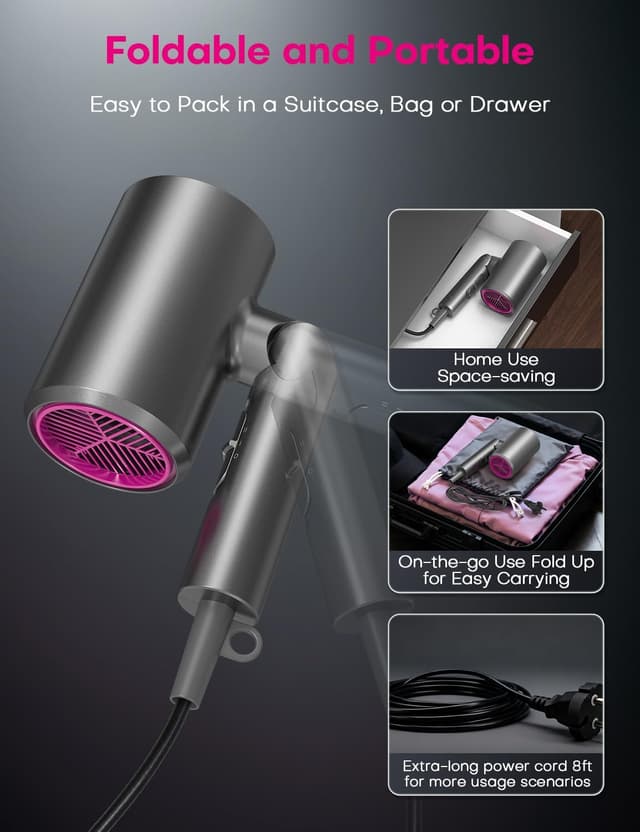 Detalle de Foldable Ionic Hair Dryer 1800W travel hairdryer