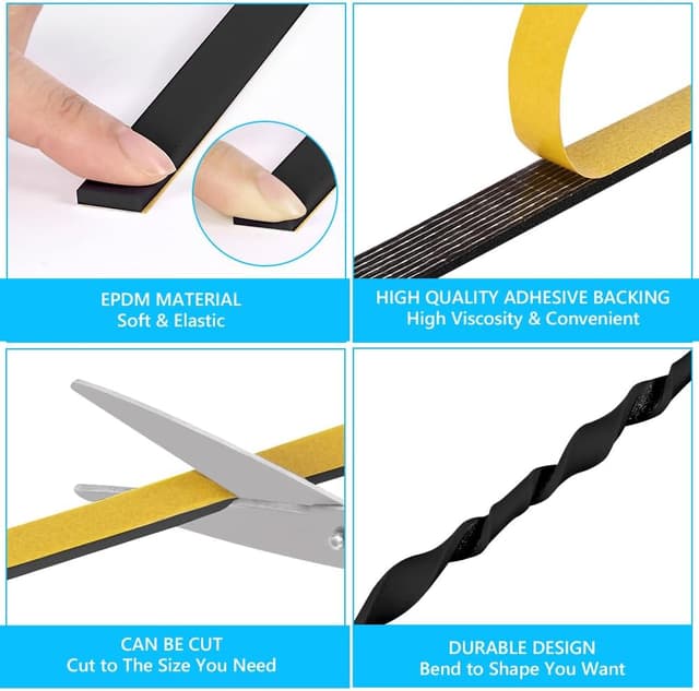 Detalle de Flintronic Nastro autoadesivo in schiuma (12 x 3 mm) per guarnizioni di porte e finestre, 10 m