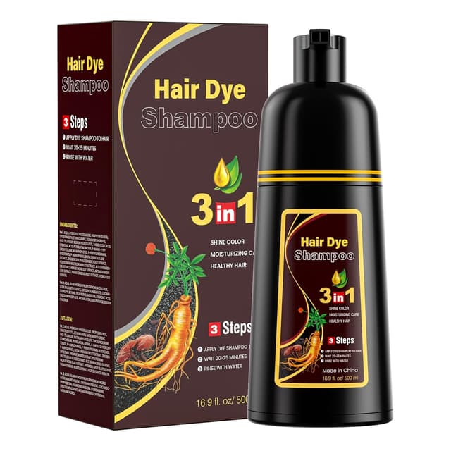 Detalle de JUANCHI Dunkelbraunes Haarfärbeshampoo für graues Haar (500 ml) – ammoniakfreie DIY-Färbung