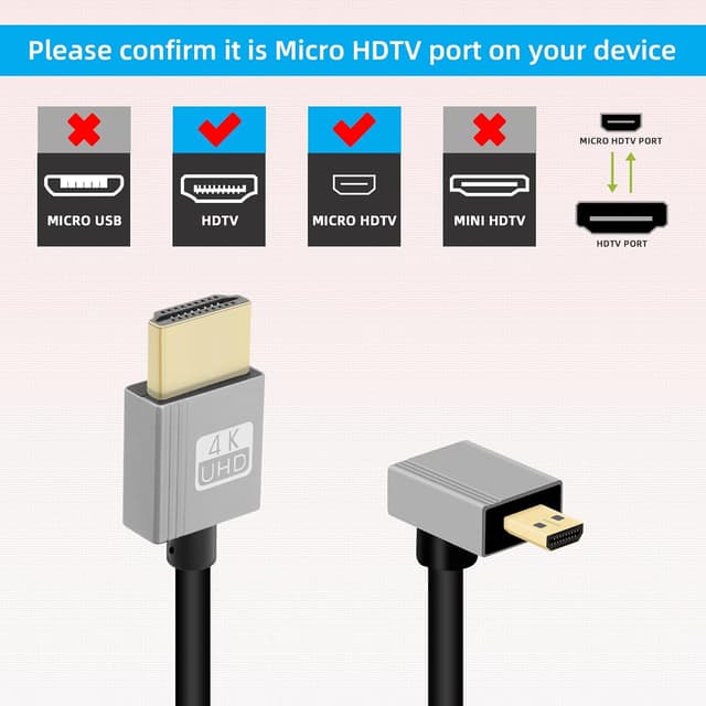 Thumbnail 6 de RIIEYOCA 4K Micro HDTV Cable 90°