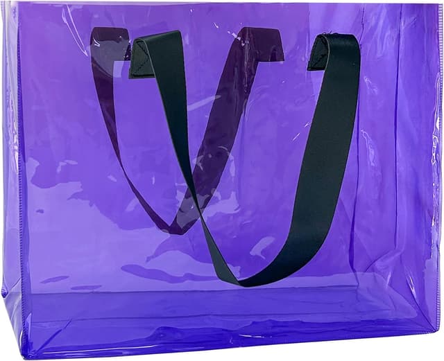 Thumbnail 6 de TotePrint transparente PVC Strandtasche (45 x 34 x 15 cm) mit blauen Tragegriffen