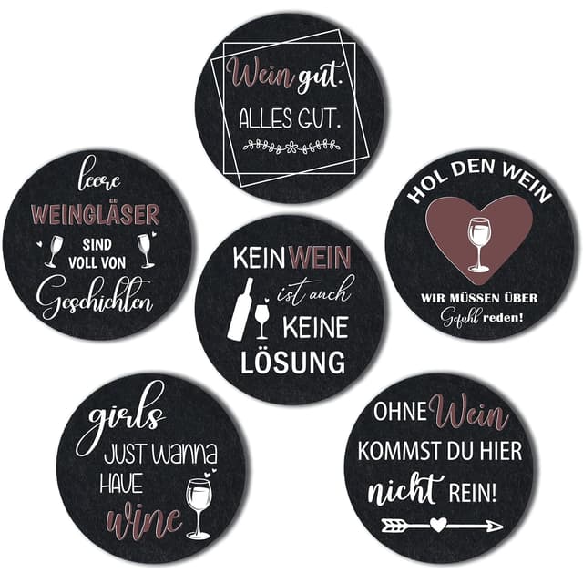 Imagen de Filz-Untersetzer mit lustigen Sprüchen – 6er Set en OfertitasTOP