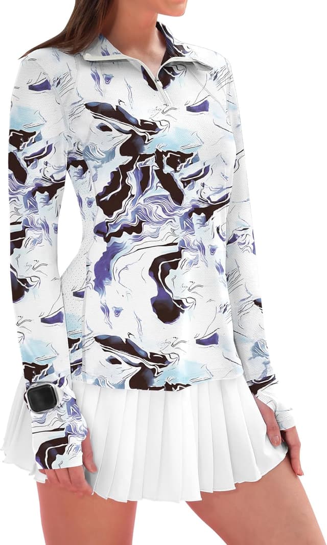 Detalle de IECCP Women’s Long Sleeve Golf Shirt (1/4 Zip) with UPF 50+ Sun Protection