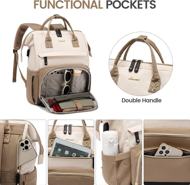 Detalle de LOVEVOOK Sac à dos étanche pour femme, fille, adolescente — compartiment PC jusqu’à 17,3