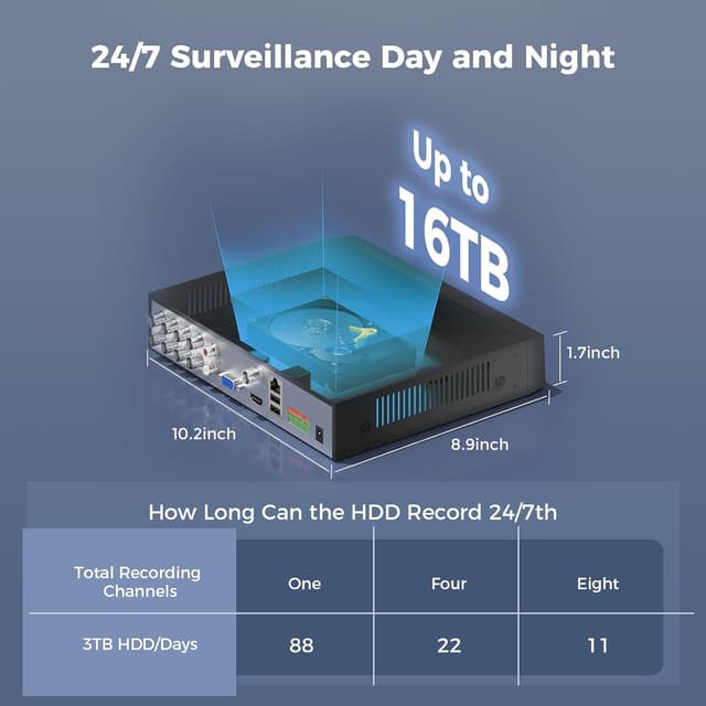 Thumbnail 6 de Hiseeu 4K Wired Security Camera System with Audio, 3TB DVR, AI Human/Vehicle Detection, 8x 8MP IP67 IP Cameras