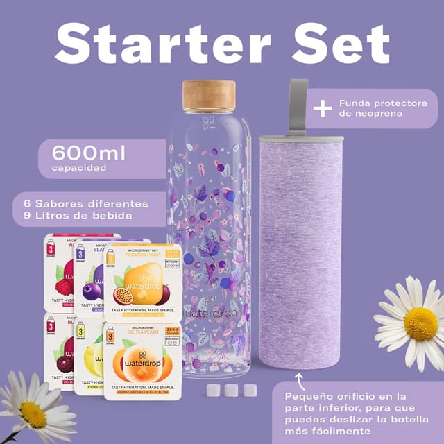 Thumbnail 1 de waterdrop® Día de la Madre: Botella de Vidrio 600ml + 18 Cubos 💧