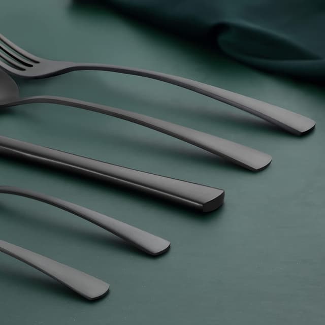 Detalle de Bestdin Besteck-Set für 6 Personen, 30-teilig aus Edelstahl (schwarz matt), spülmaschinenfest